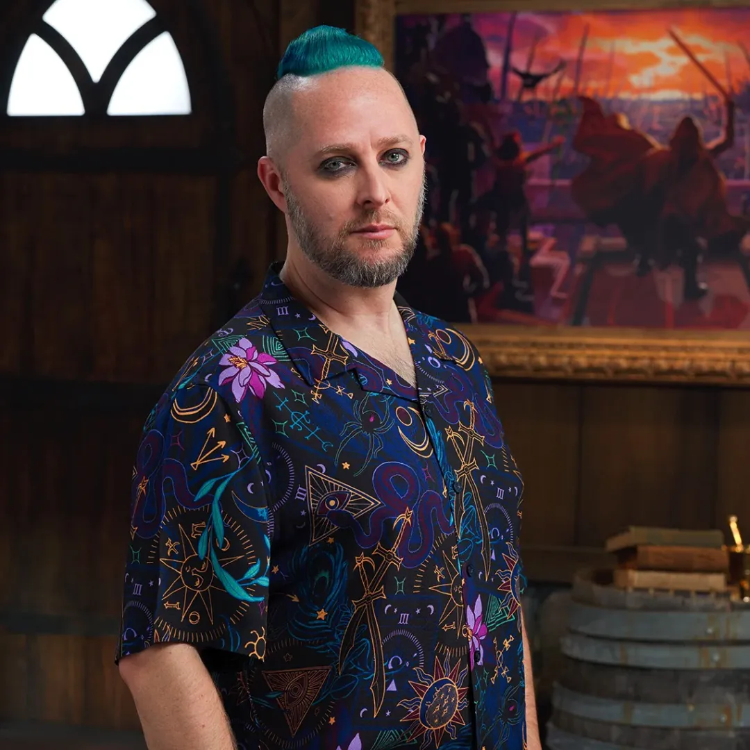 Critical Role Beauty of Exandria: Creation - Mollymauk Tealeaf Camp Shirt- Polo & Button Down Shirts