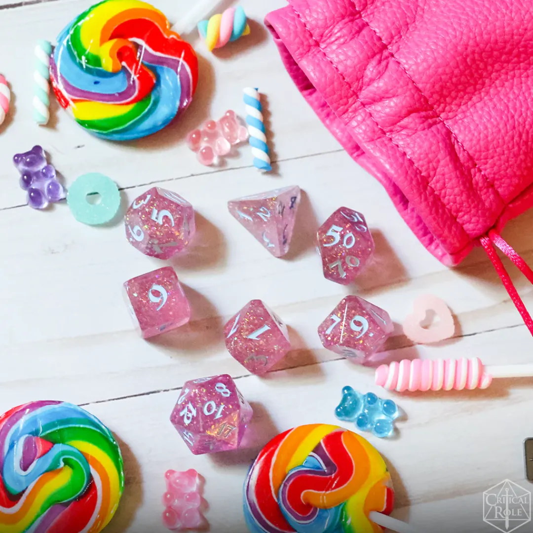 Critical Role Mighty Nein Dice Set: Jester Lavorre- Dice And Dice Bags