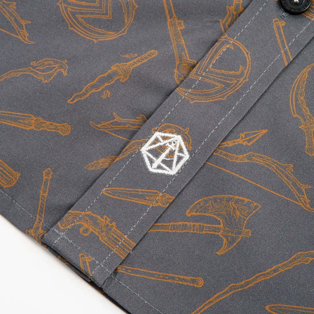 Critical Role Vox Machina Weapons Button Down Short Sleeve Shirt- Polo & Button Down Shirts